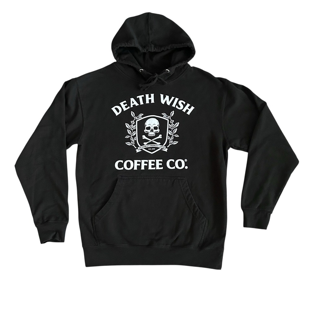 Death Wish Coffee Co Hoodie Unisex Men's Women's Medium‎ Black Logo Skull